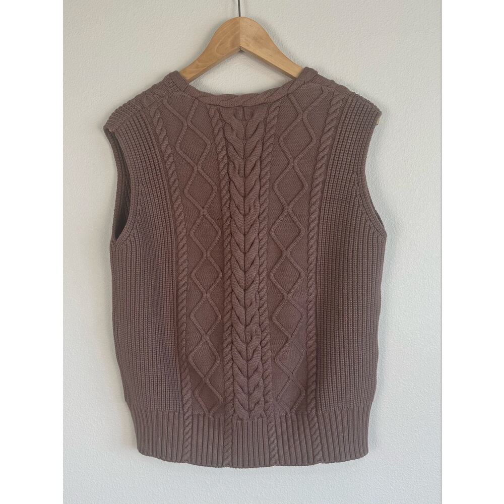 Varley Kay Cable Knit Vest Deep Taupe Large View 4